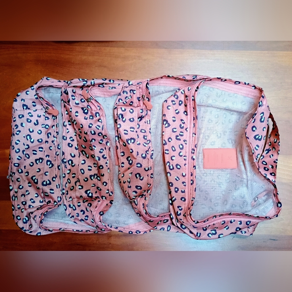 Pink Leopard Print Travel Cubes Organizer Set 22 Piece - Picture 3 of 7
